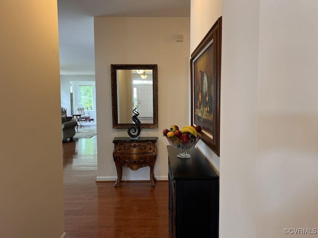 8232 E Lord Botetourt Loop, New Kent, VA 23124 - corridor featuring dark wood finished floors and baseboards