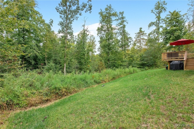 view of yard featuring a deck