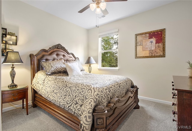 bedroom with carpet flooring and ceiling fan