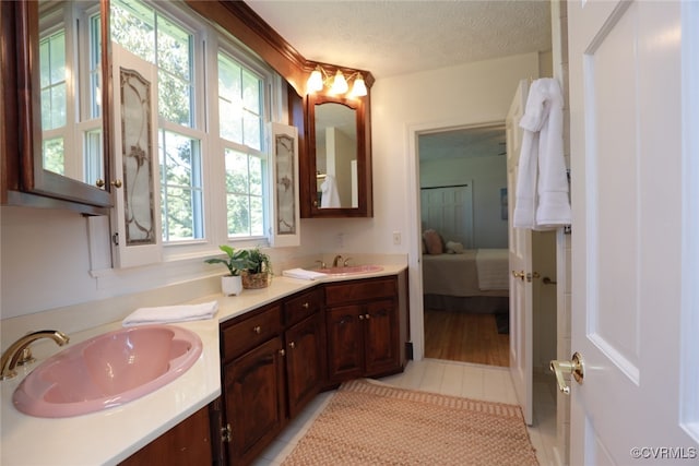 bathroom featuring tile patterned floors, a wealth of natural light, and vanity