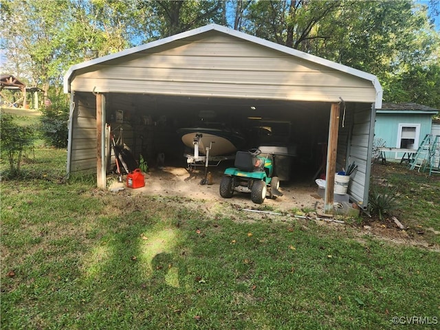 view of outbuilding with a carport and an outdoor structure