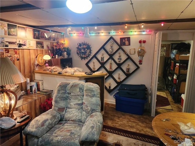 sitting room featuring carpet