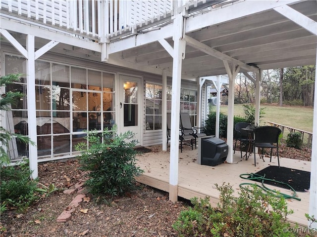 view of patio / terrace with a wooden deck