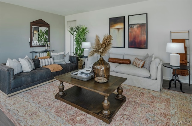 living room with wood-type flooring