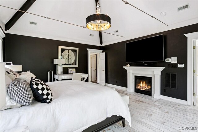 4048 Broad Street Rd, Gum Spring, VA 23065 - bedroom featuring wood finished floors, a premium fireplace, and baseboards