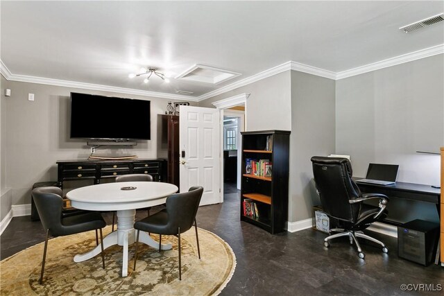 4048 Broad Street Rd, Gum Spring, VA 23065 - office area with baseboards and crown molding