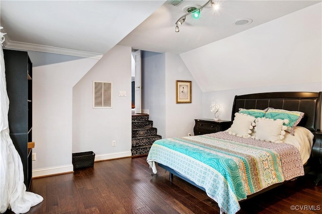 4048 Broad Street Rd, Gum Spring, VA 23065 - bedroom with baseboards, wood finished floors, and lofted ceiling