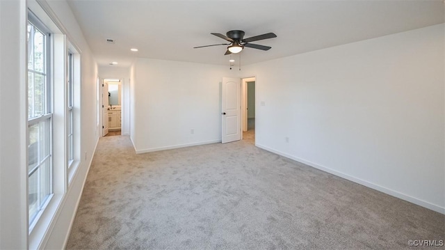 246 American Dr, Ruther Glen, VA 22546 - unfurnished bedroom with light carpet, recessed lighting, and a ceiling fan