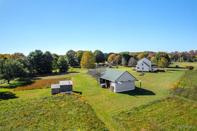 drone / aerial view with a rural view