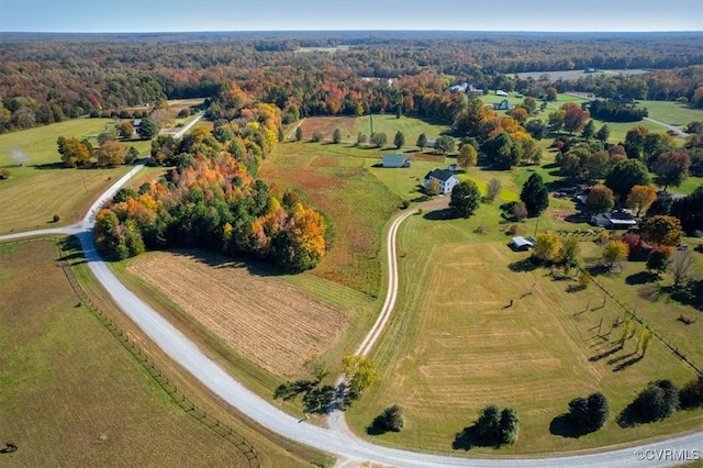 bird's eye view with a rural view