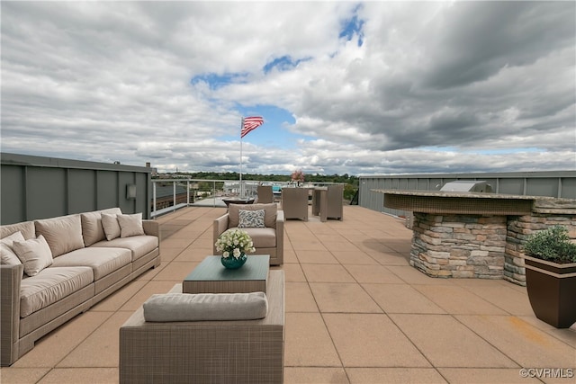 view of patio featuring an outdoor living space