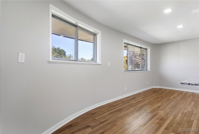 empty room with hardwood / wood-style flooring