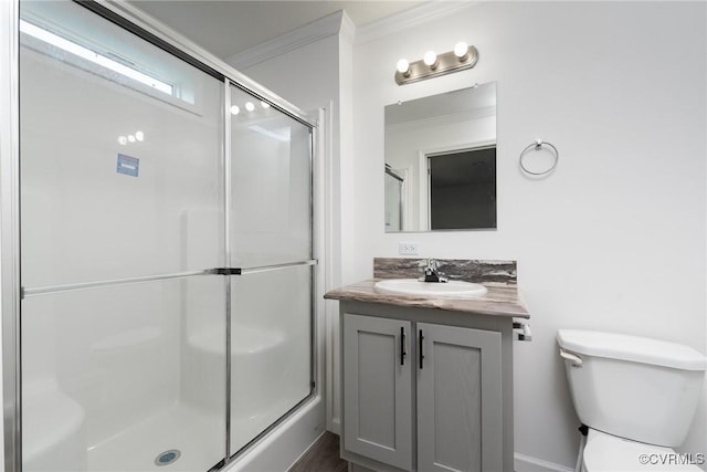 751 Jones St, Petersburg, VA 23803 - bathroom with ornamental molding, vanity, and a stall shower