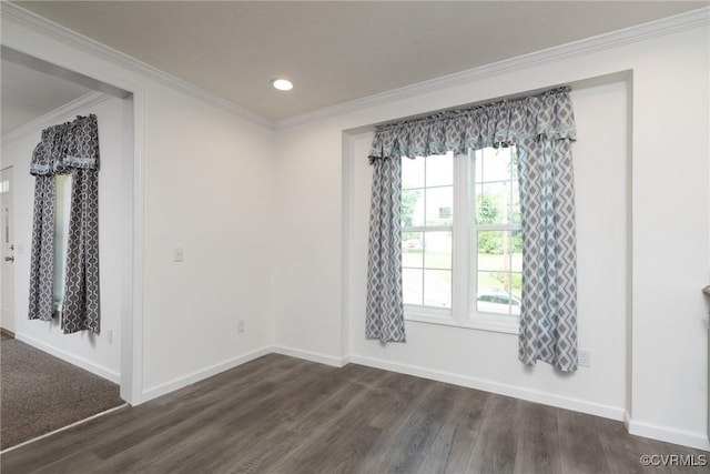 751 Jones St, Petersburg, VA 23803 - spare room featuring dark wood-type flooring, ornamental molding, and recessed lighting