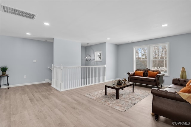 living room featuring light hardwood / wood-style flooring