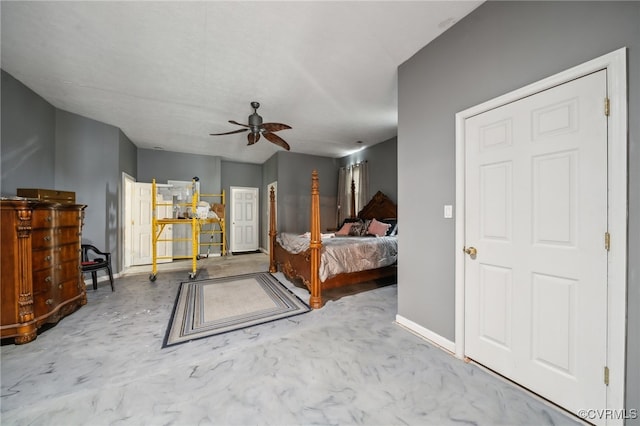 bedroom featuring ceiling fan