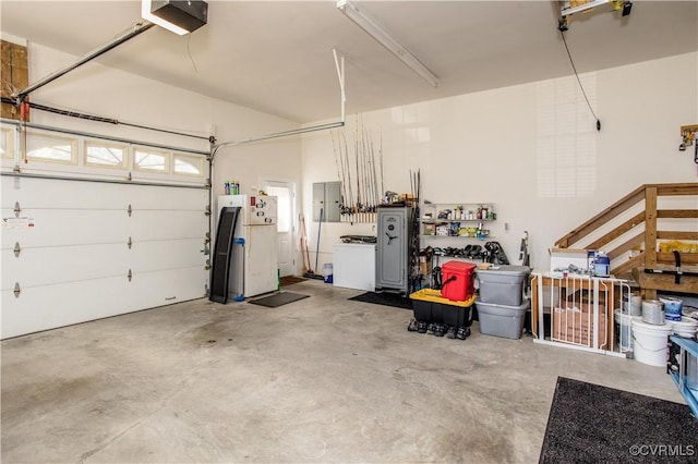 garage with a garage door opener