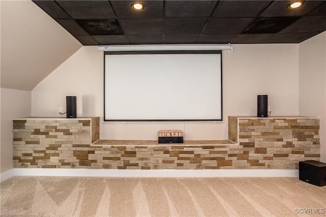 view of carpeted home theater