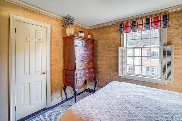 bedroom featuring crown molding