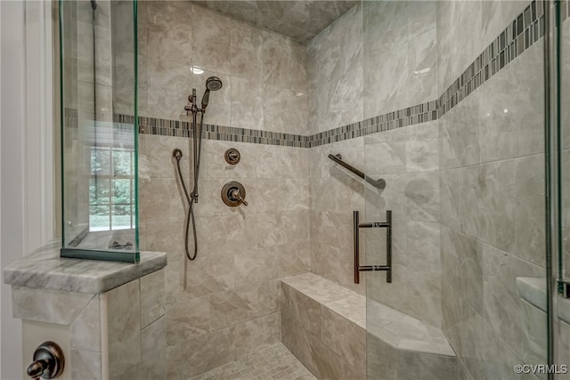 bathroom featuring walk in shower