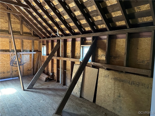 view of unfinished attic