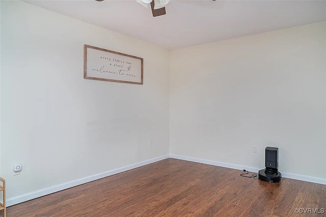 unfurnished room with hardwood / wood-style flooring and ceiling fan