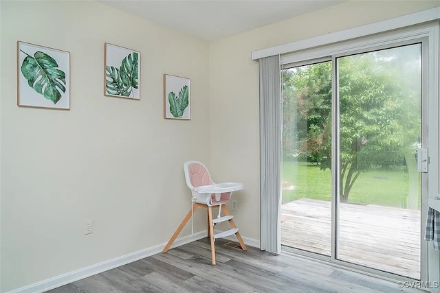 doorway to outside featuring light hardwood / wood-style floors