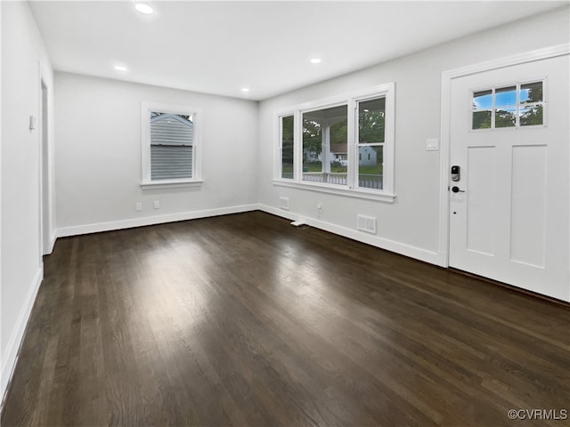 entrance foyer featuring dark wood-type flooring