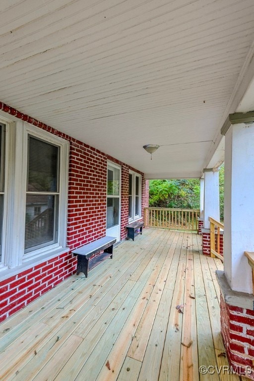 deck featuring covered porch