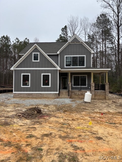 view of front of property featuring a porch and board and batten siding