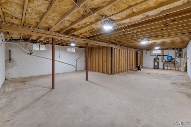 basement with water heater