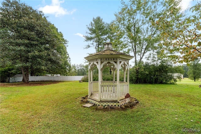 view of yard featuring a gazebo