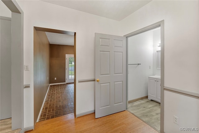 bathroom featuring vanity and wood-type flooring