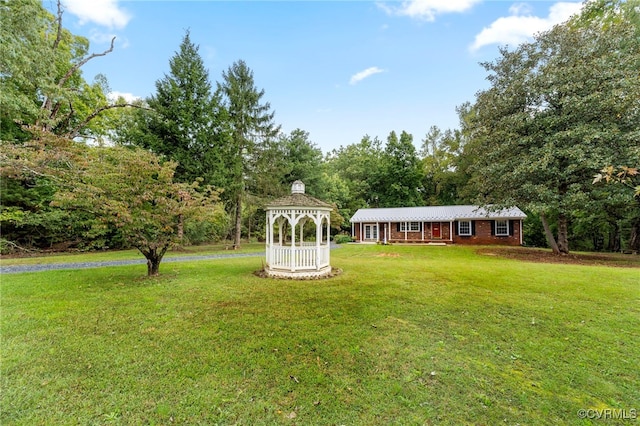 view of yard featuring a gazebo