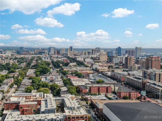 drone / aerial view with a city view