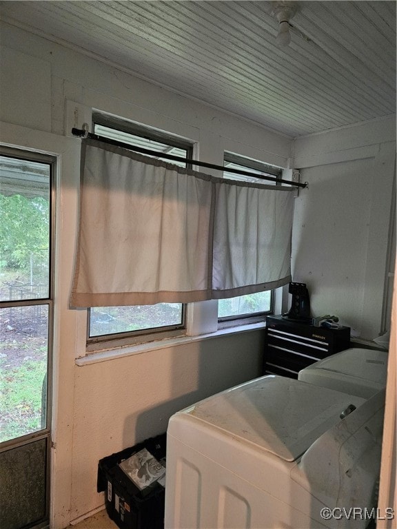 interior space featuring washer / dryer and plenty of natural light