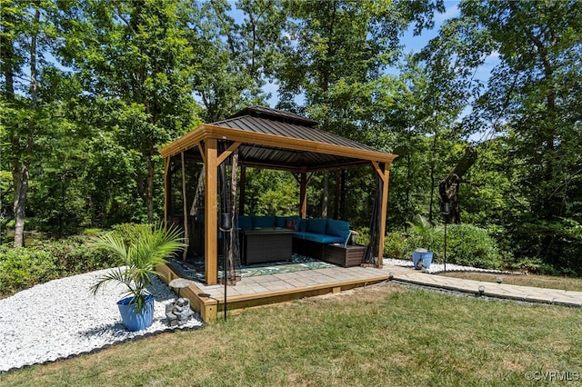 view of yard featuring a gazebo