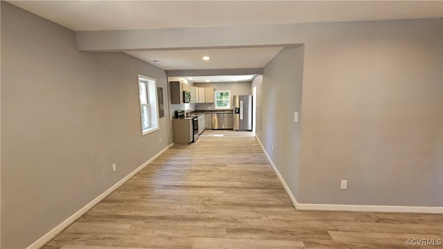 hall featuring light hardwood / wood-style flooring