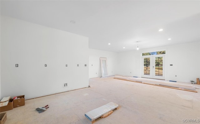 living room featuring french doors