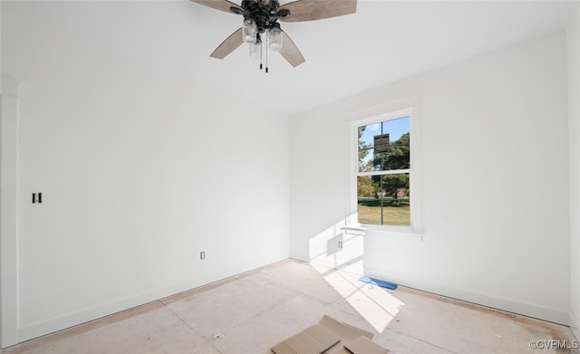 spare room featuring ceiling fan