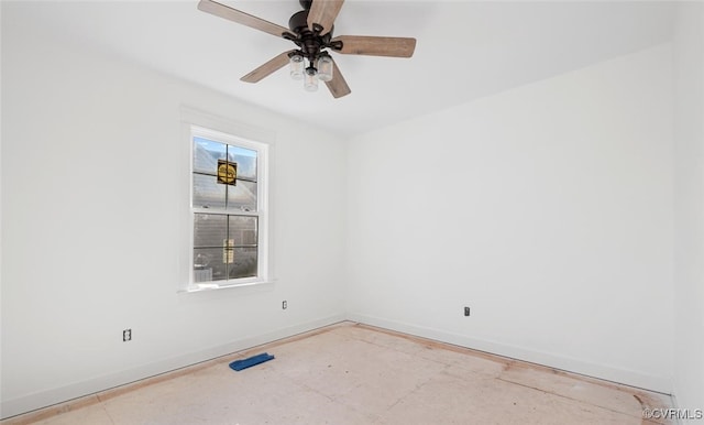 spare room with ceiling fan