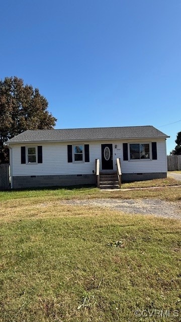 ranch-style house with a front yard