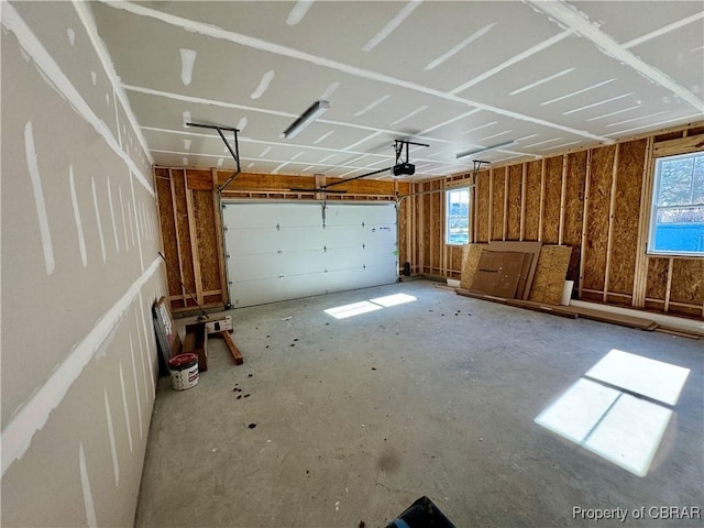 garage with a garage door opener