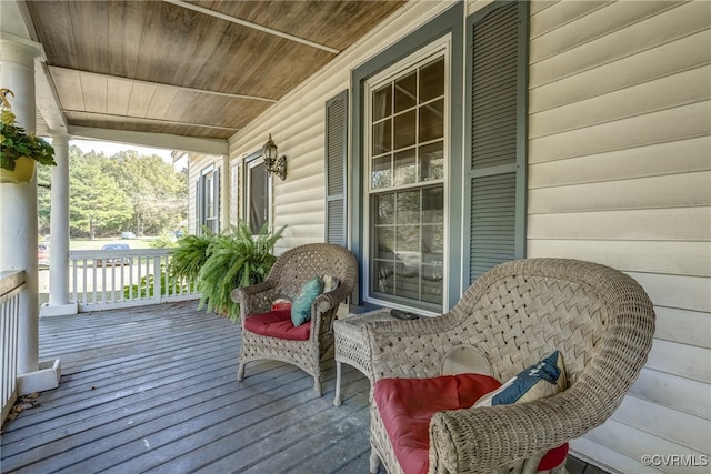 deck with covered porch