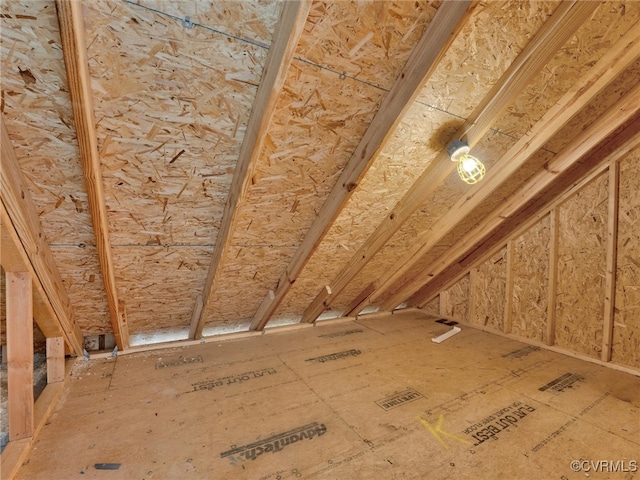 view of unfinished attic