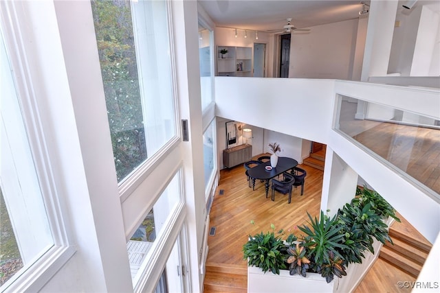 interior space with hardwood / wood-style flooring and radiator