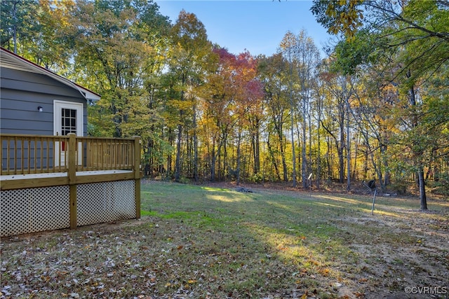 view of yard featuring a deck