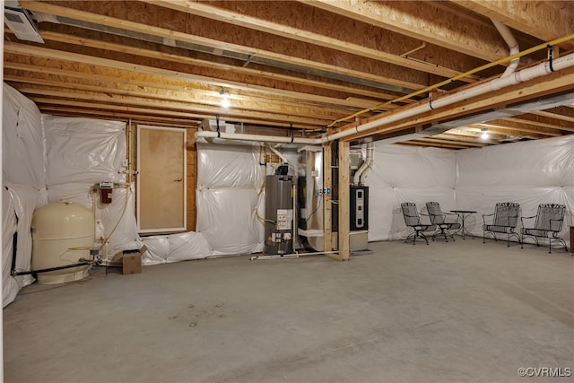 basement with water heater