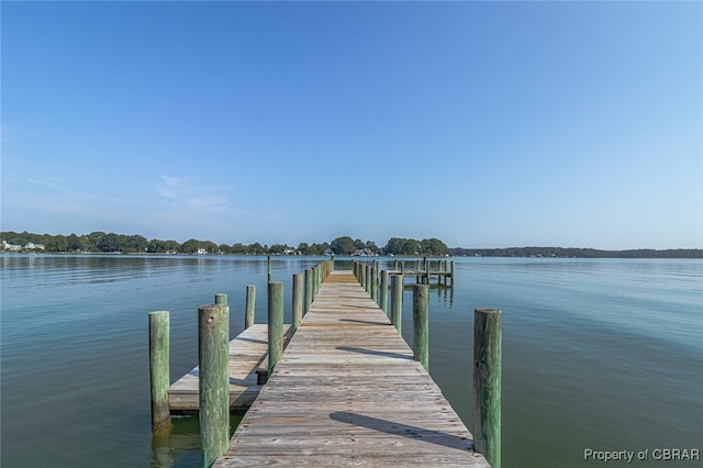 view of dock featuring a water view