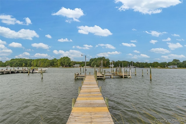 dock area featuring a water view